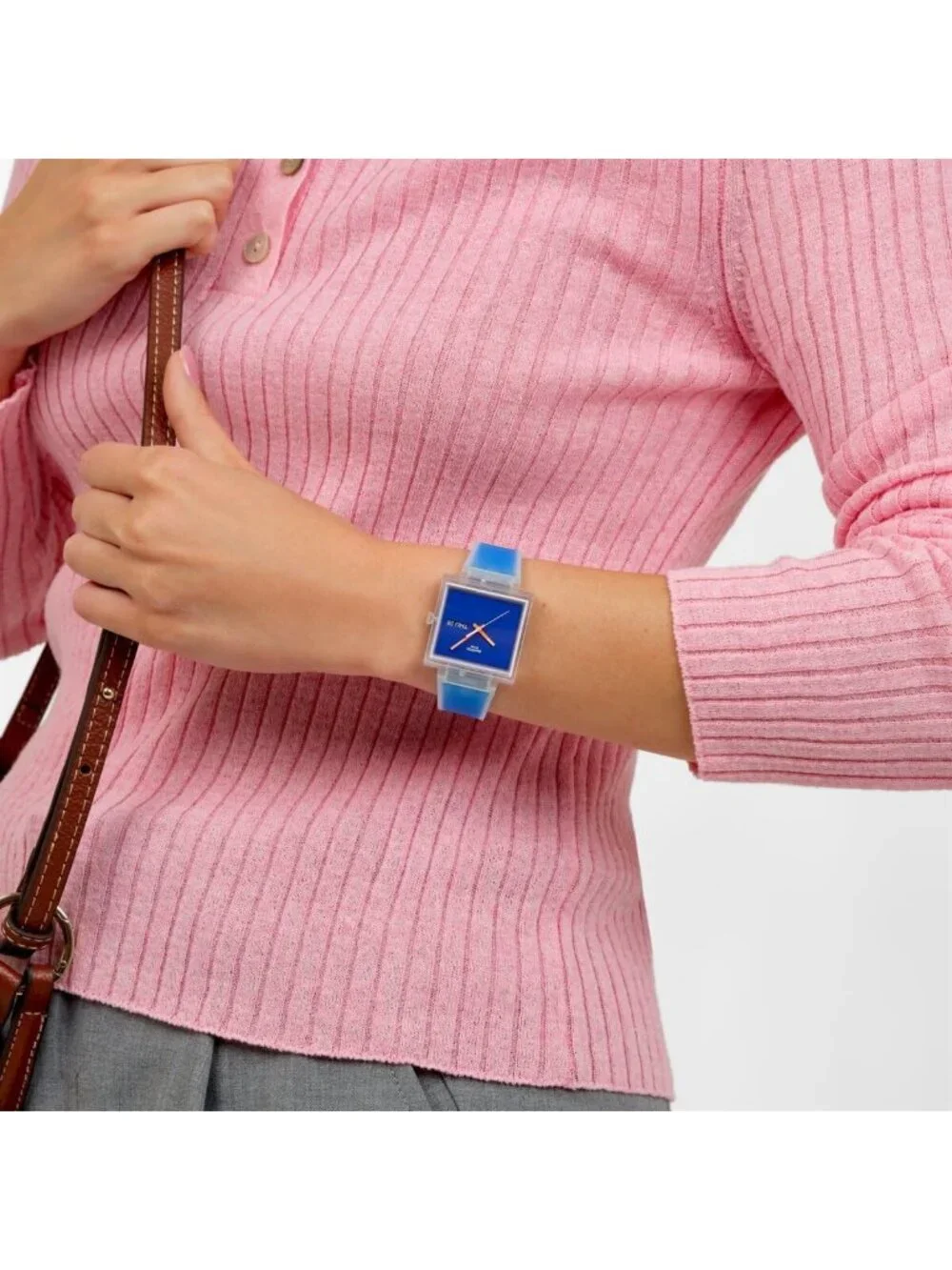 Unisex Blue Casual Watch Bio-sourced Quartz Square Analog Stylish Wrist Watch